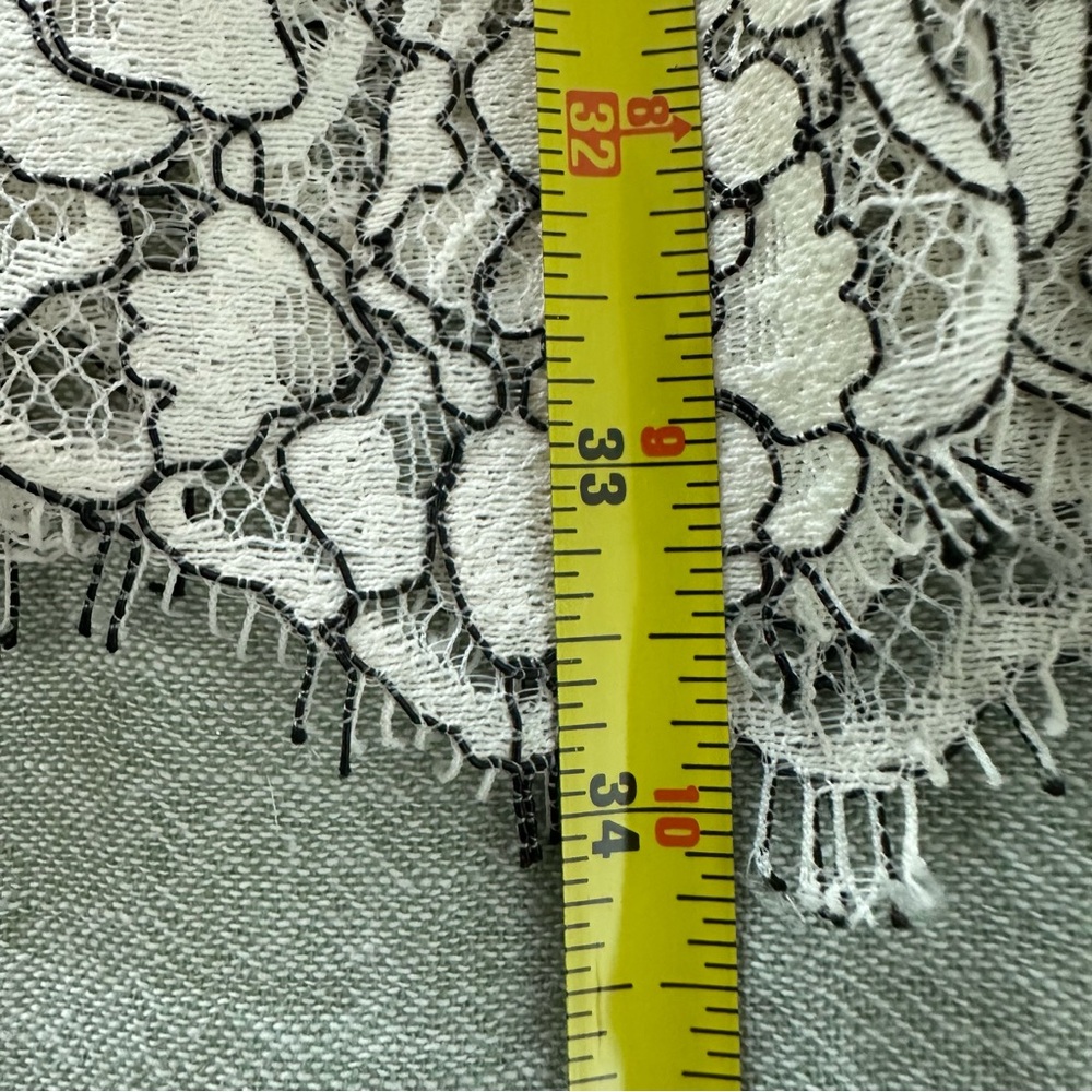 Anthropologie White Lace Midi Dress with Black Floral Trim - Picture 8 of 8